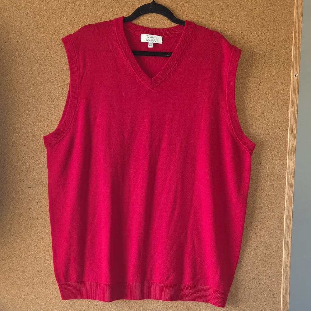Marino Wool Turnbury Extra Fine Wool Red V-Neck Sweater Vest Size 2XL Golf